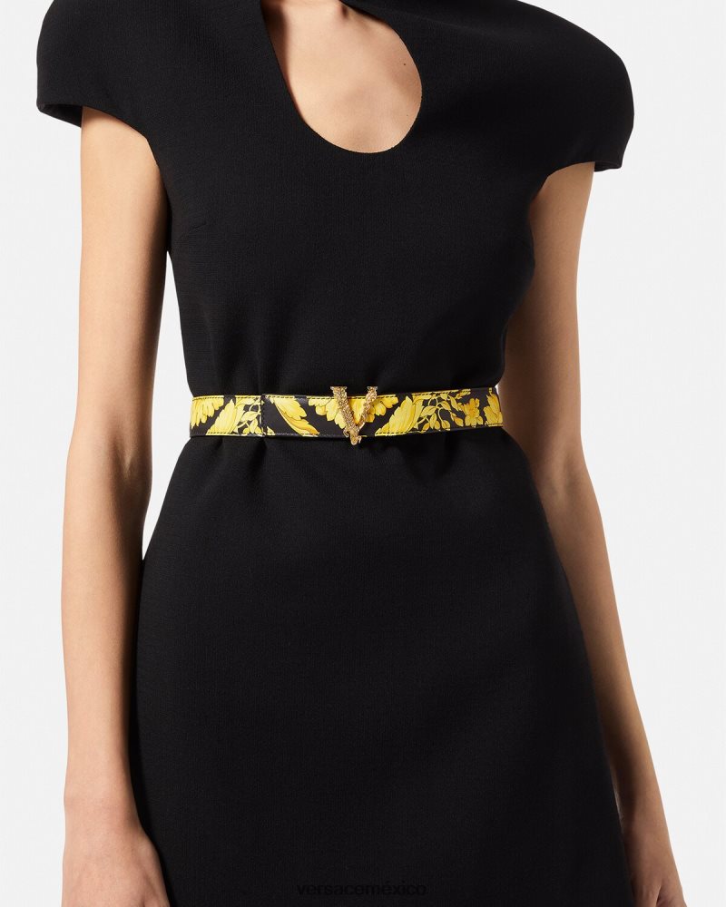 Versace cinturón virtus barroco de piel imprimir accesorios mujer 84626J554