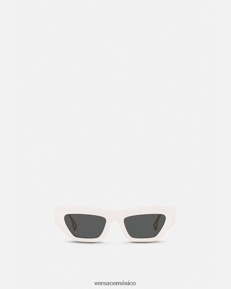 Versace Gafas de sol estilo ojos de gato con logo vintage de los años 90 Oro blanco accesorios mujer 84626J617