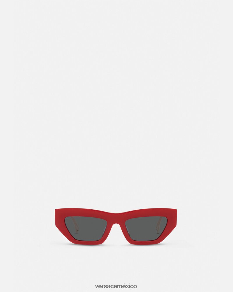 Versace Gafas de sol estilo ojos de gato con logo vintage de los años 90 oro rojo accesorios mujer 84626J616