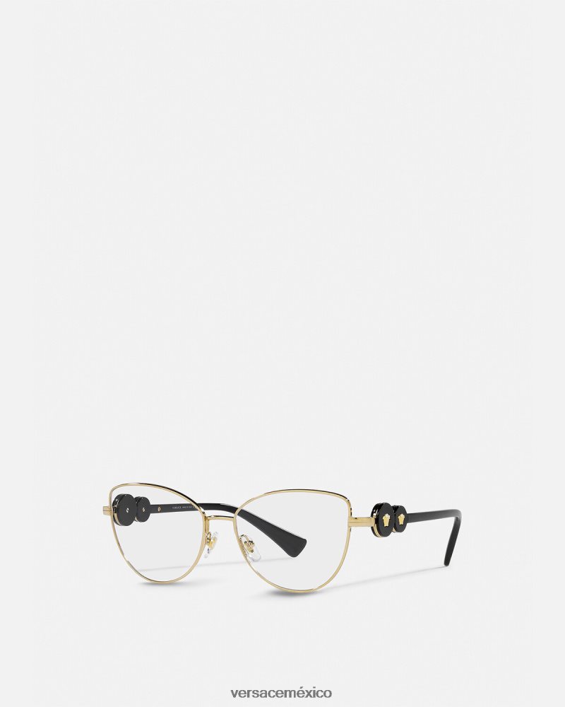 Versace gafas cat-eye con doble Medusa oro negro accesorios mujer 84626J707