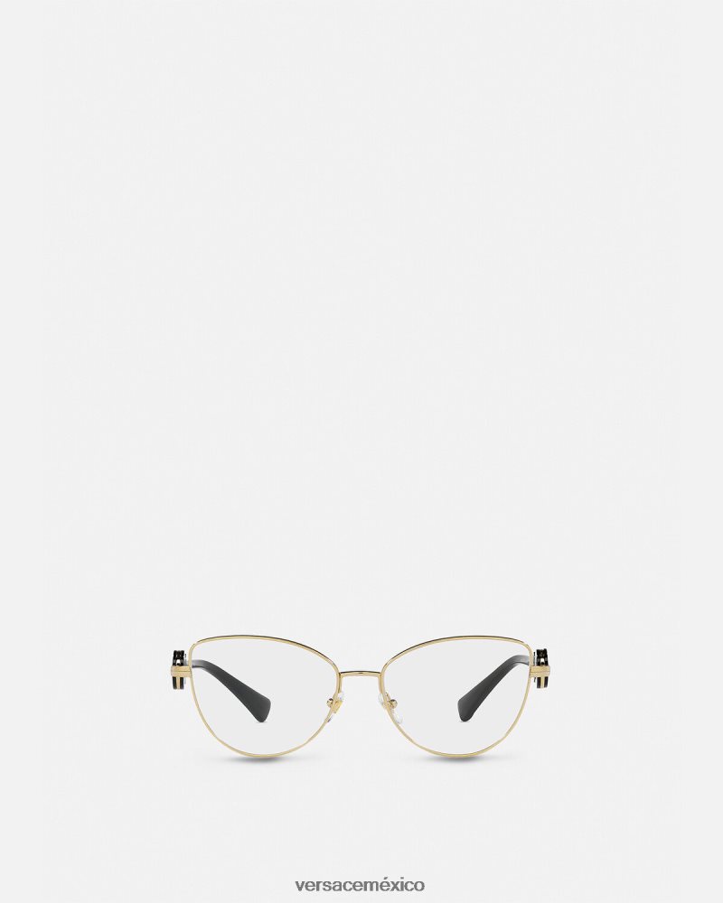 Versace gafas cat-eye con doble Medusa oro negro accesorios mujer 84626J707