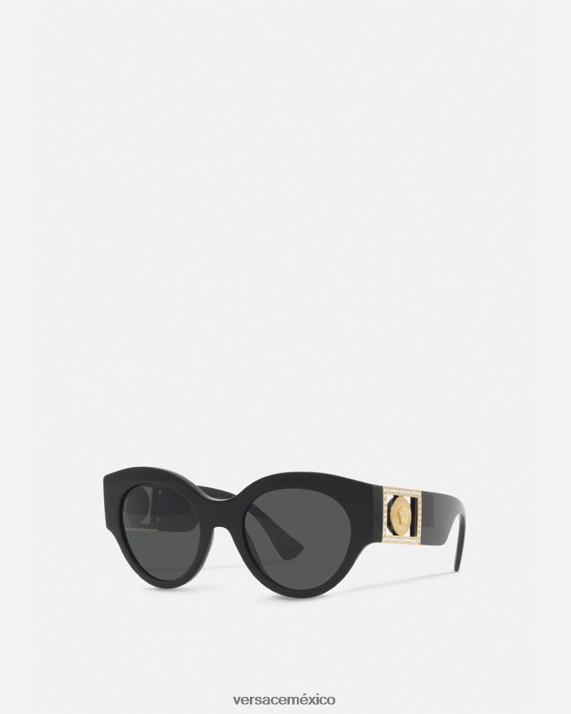 Versace gafas de sol brillantes con cristales de medusa negro accesorios mujer 84626J627