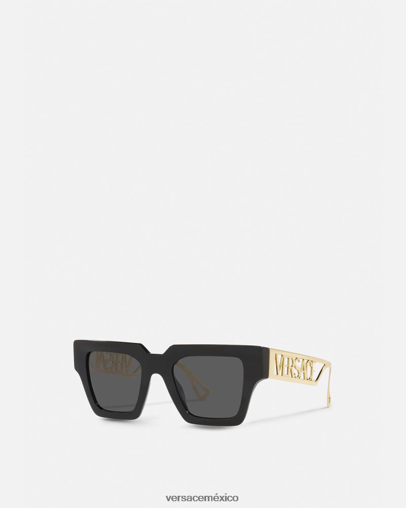 Versace gafas de sol con logo vintage de los 90 oro negro accesorios mujer 84626J619