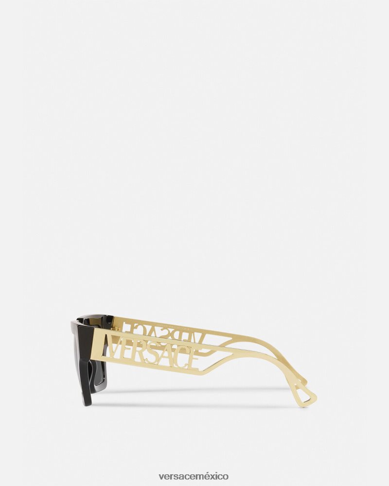 Versace gafas de sol con logo vintage de los 90 oro negro accesorios mujer 84626J619