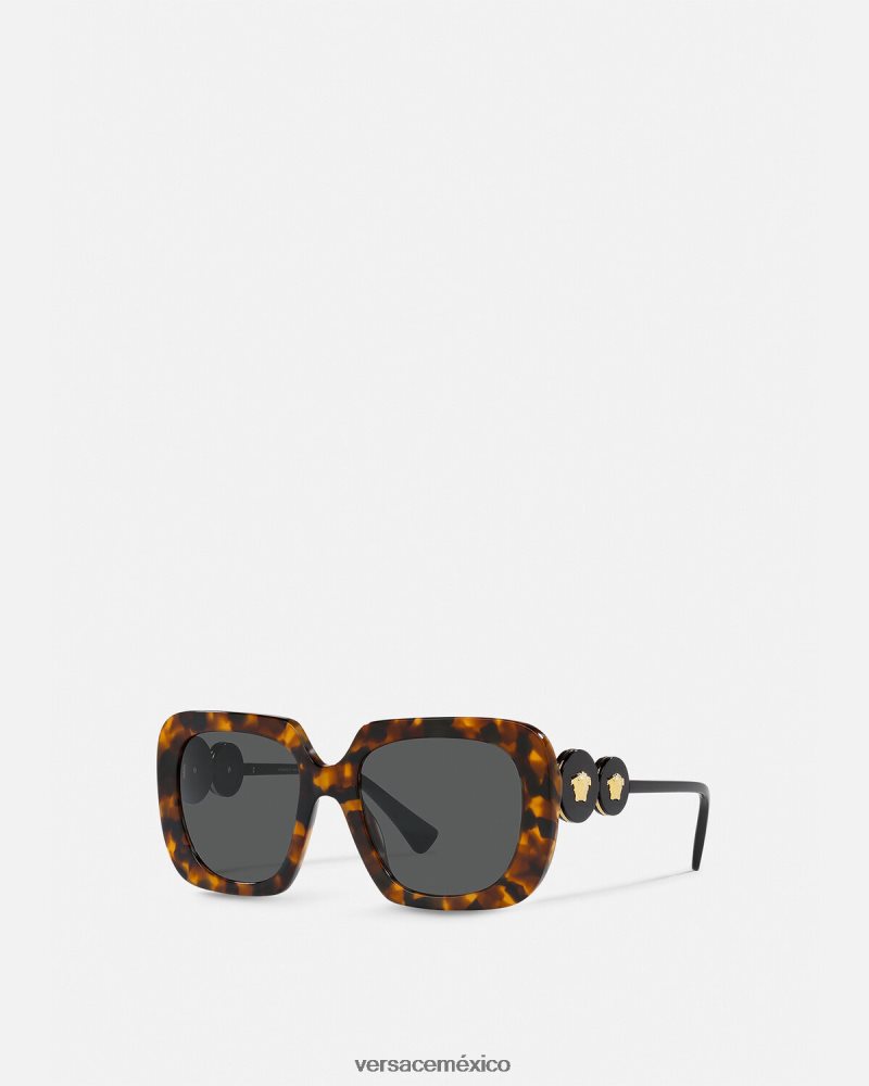 Versace gafas de sol cuadradas con doble medusa la Habana accesorios mujer 84626J626