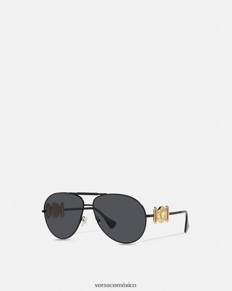 Versace gafas de sol estilo piloto medusa biggie negro accesorios mujer 84626J641