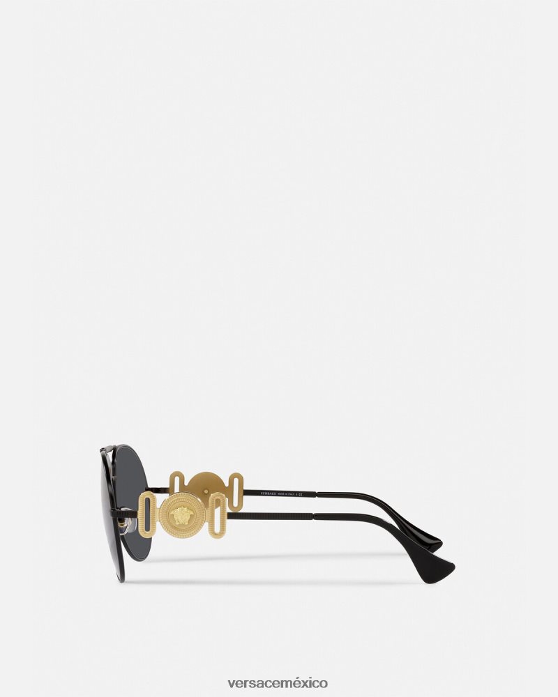 Versace gafas de sol estilo piloto medusa biggie negro accesorios mujer 84626J641