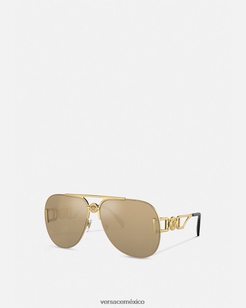 Versace gafas de sol estilo piloto medusa biggie oro accesorios mujer 84626J595