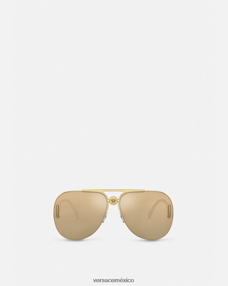 Versace gafas de sol estilo piloto medusa biggie oro accesorios mujer 84626J595