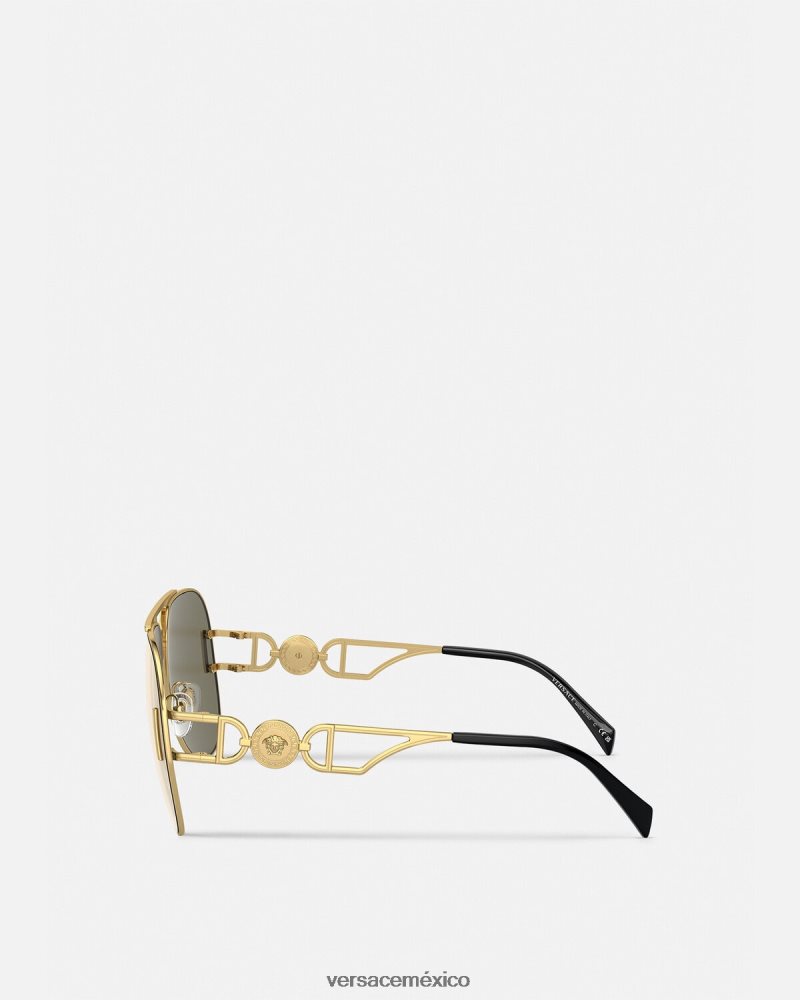 Versace gafas de sol estilo piloto medusa biggie oro accesorios mujer 84626J595
