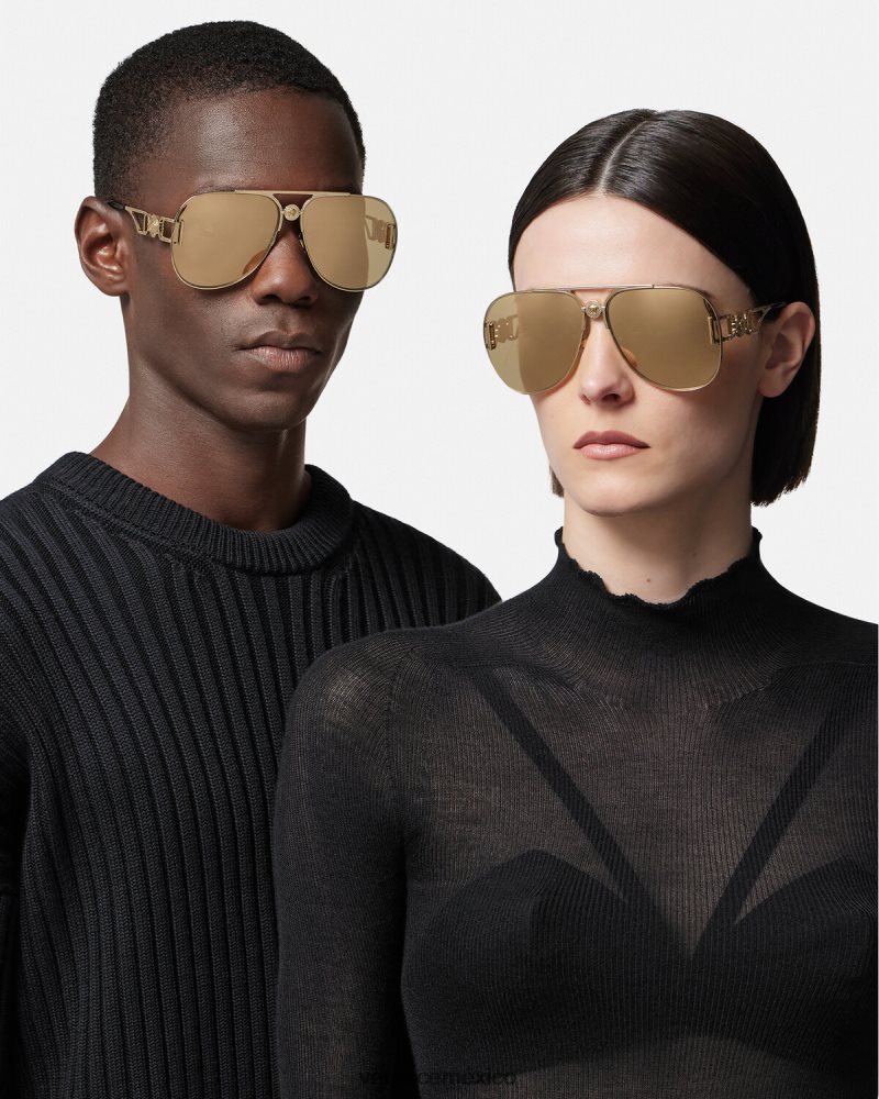 Versace gafas de sol estilo piloto medusa biggie oro accesorios mujer 84626J595