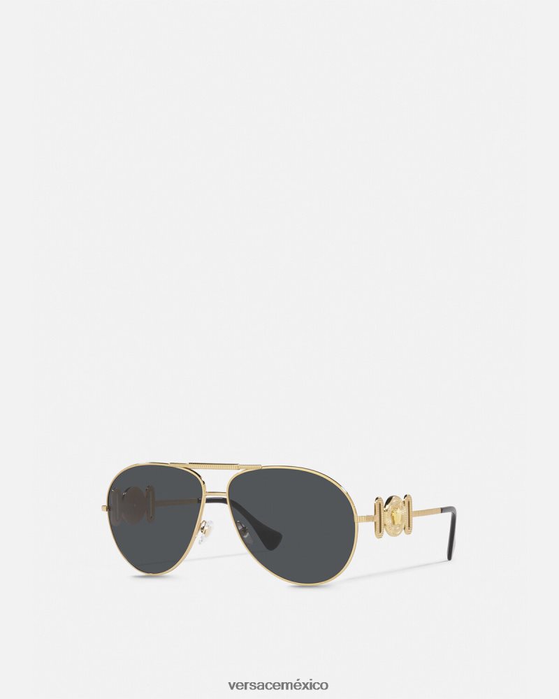 Versace gafas de sol estilo piloto medusa biggie oro accesorios mujer 84626J695