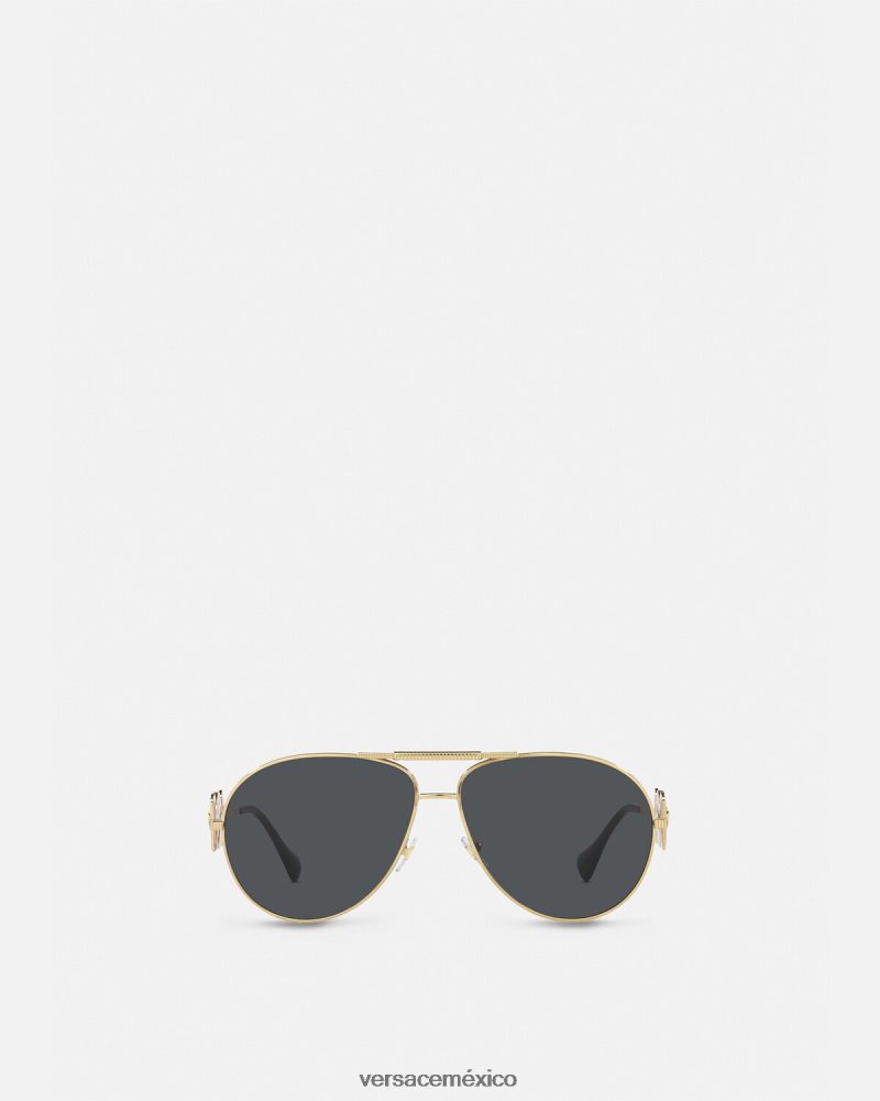 Versace gafas de sol estilo piloto medusa biggie oro accesorios mujer 84626J695