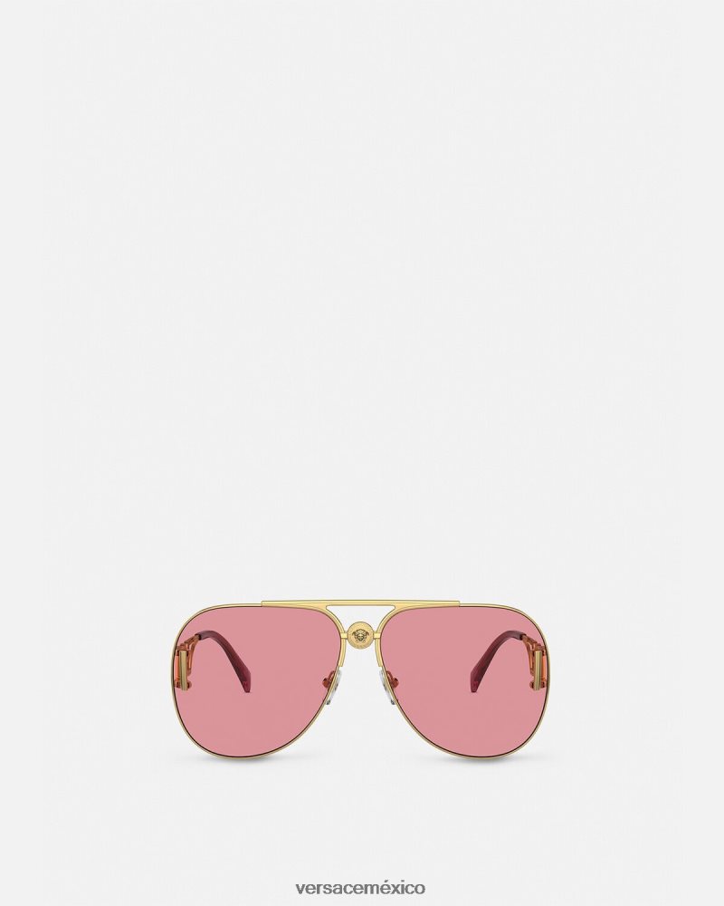 Versace gafas de sol estilo piloto medusa biggie oro y rosa accesorios mujer 84626J598
