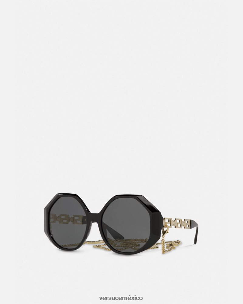Versace gafas de sol greca ajuste adicional negro accesorios mujer 84626J685