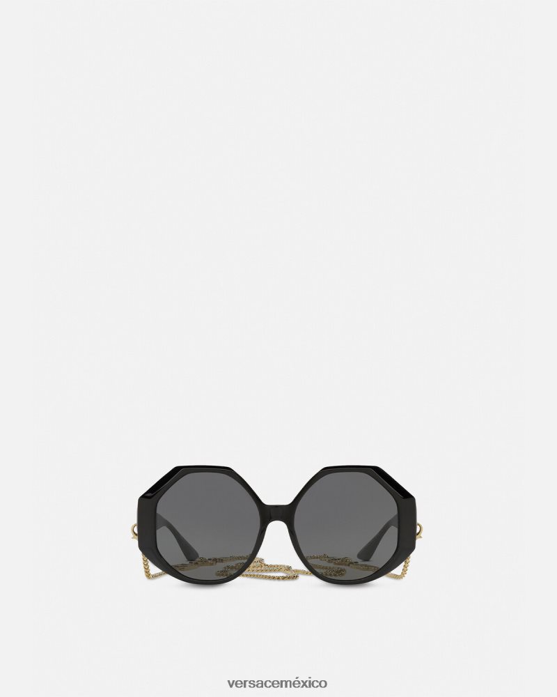 Versace gafas de sol greca ajuste adicional negro accesorios mujer 84626J685
