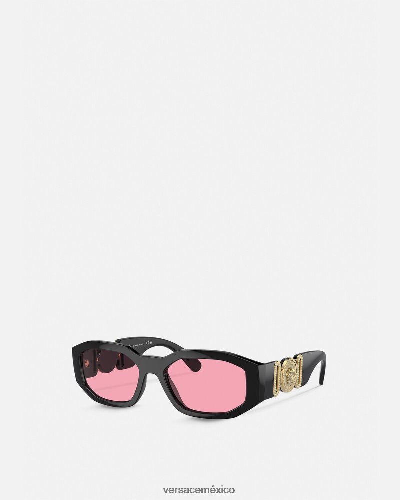 Versace gafas de sol medusa biggie negro y rosa accesorios mujer 84626J590