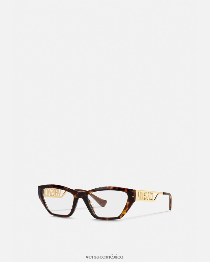Versace lentes cat-eye estilo años 90 con logo vintage la habana y el oro accesorios mujer 84626J705
