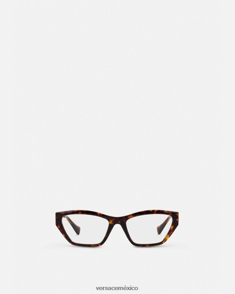 Versace lentes cat-eye estilo años 90 con logo vintage la habana y el oro accesorios mujer 84626J705