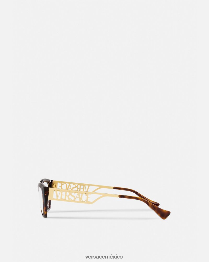Versace lentes cat-eye estilo años 90 con logo vintage la habana y el oro accesorios mujer 84626J705