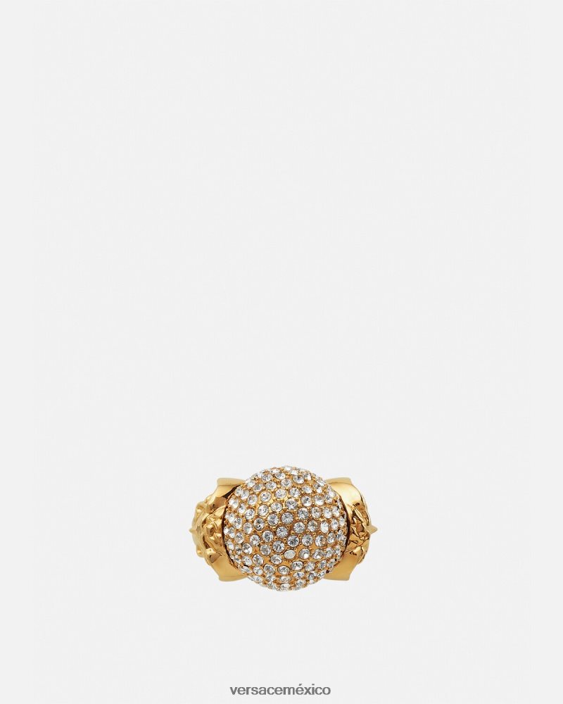 Versace anillo con bola de cristal de medusa oro accesorios mujer 84626J779