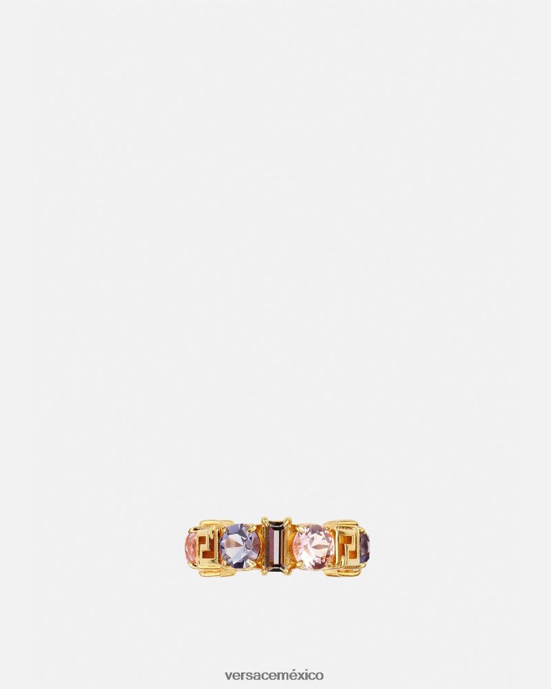 Versace anillo con greca de cristal oro accesorios mujer 84626J837