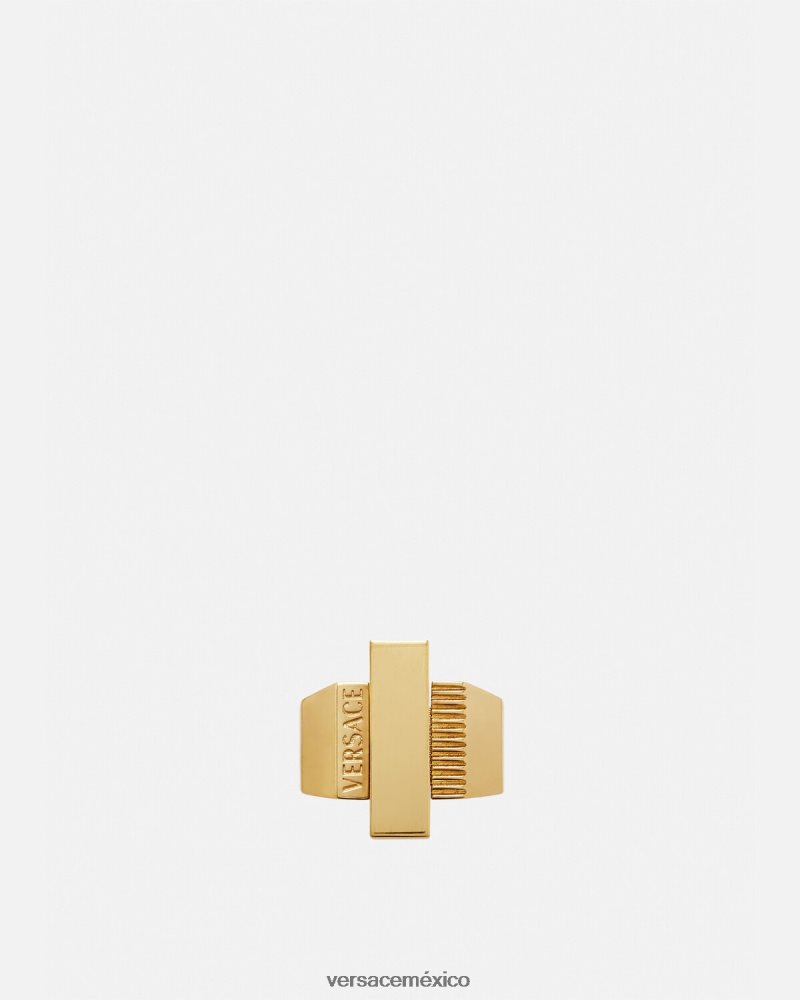 Versace anillo con logo de greca oro accesorios mujer 84626J722