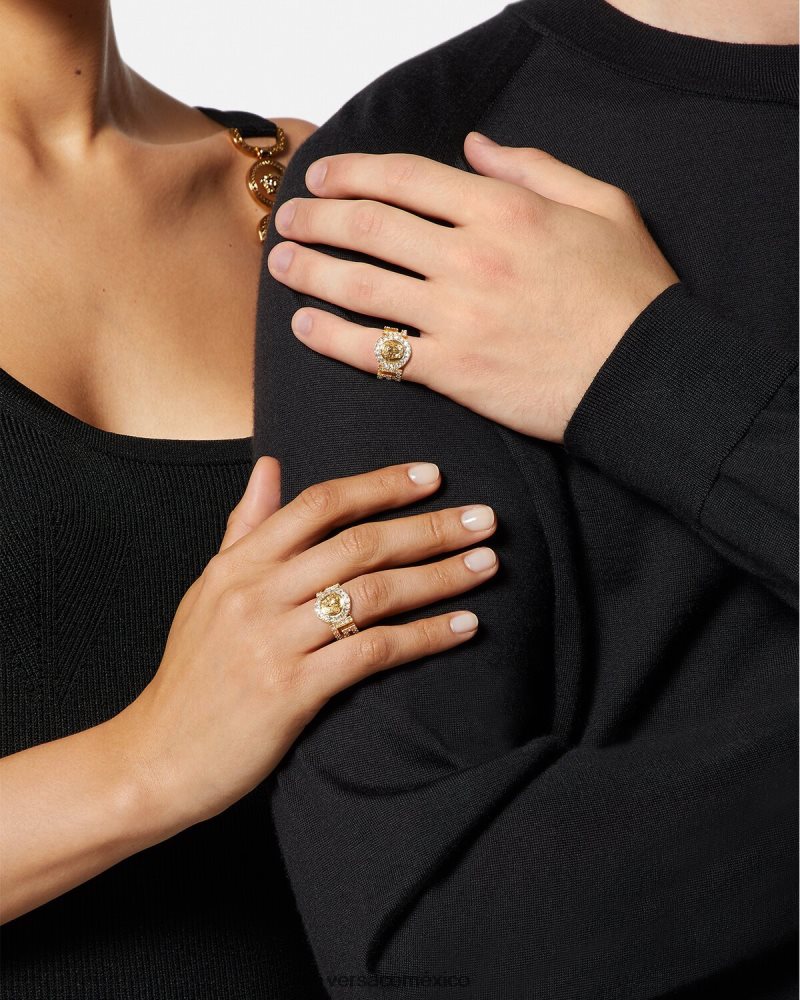 Versace anillo de cristal la medusa oro accesorios mujer 84626J789