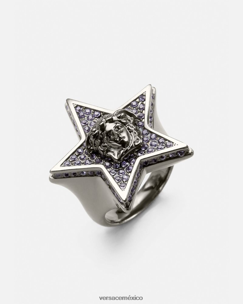 Versace anillo de galaxia de cristal gris accesorios mujer 84626J825