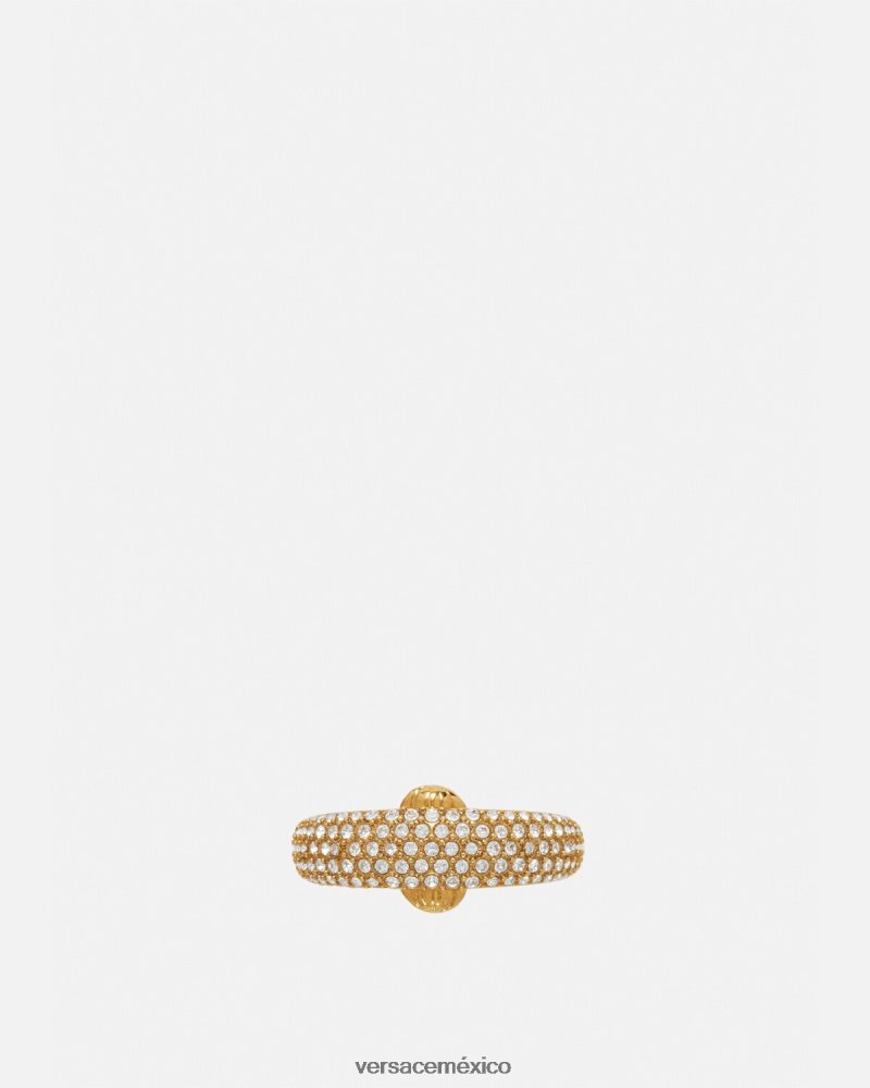 Versace anillo de luna de galaxia de cristal oro accesorios mujer 84626J733
