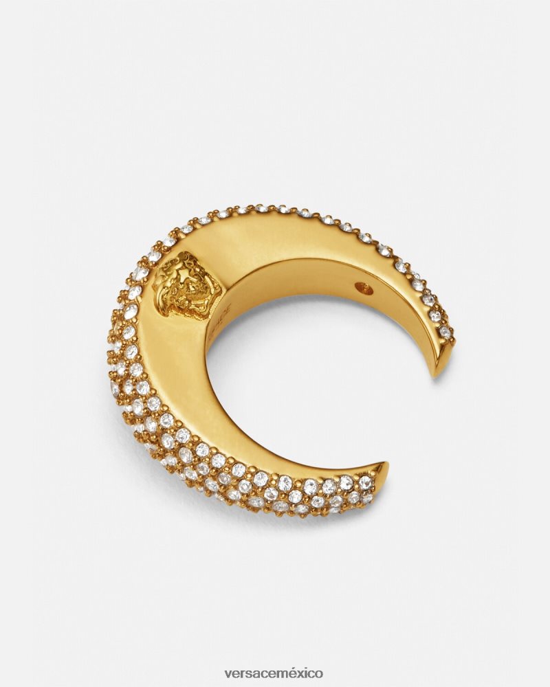 Versace anillo de luna de galaxia de cristal oro accesorios mujer 84626J733