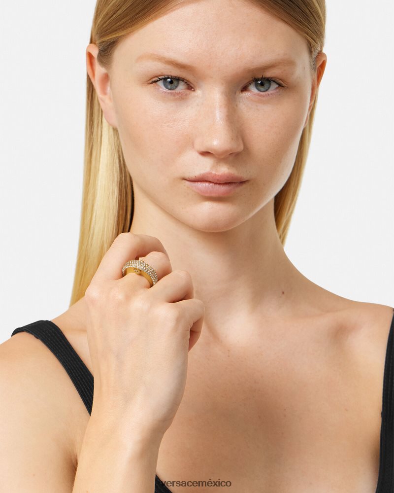 Versace anillo de luna de galaxia de cristal oro accesorios mujer 84626J733