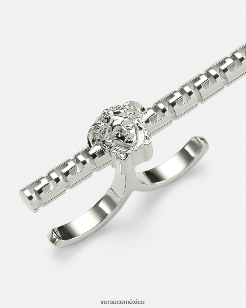 Versace anillo doble greca plata accesorios mujer 84626J836