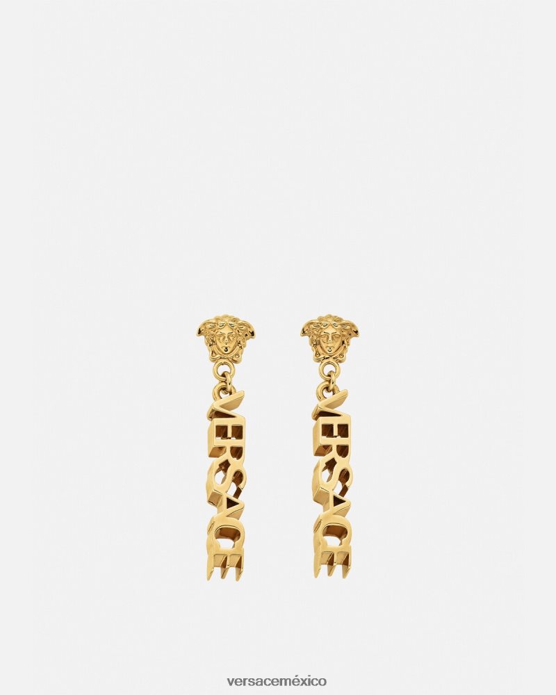 Versace aretes colgantes con logo de Medusa oro accesorios mujer 84626J804