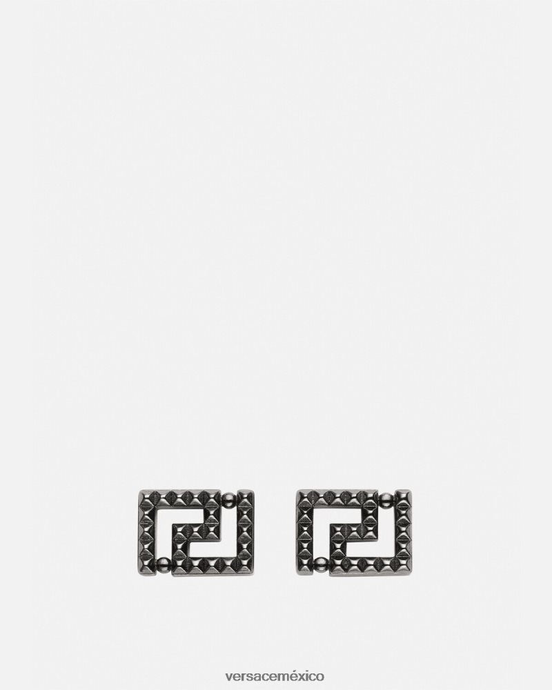 Versace aretes con greca y tachuelas plata accesorios mujer 84626J765
