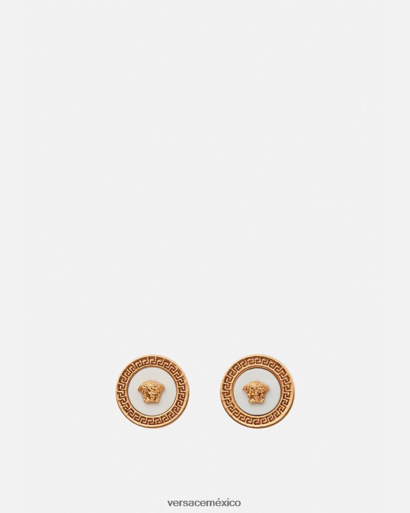 Versace aretes con medusa esmaltada oro y blanco accesorios mujer 84626J790