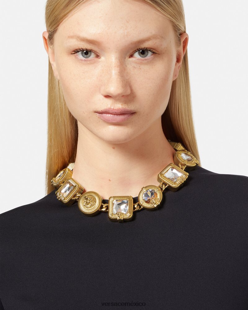 Versace collar con cristales de medusa biggie oro accesorios mujer 84626J847