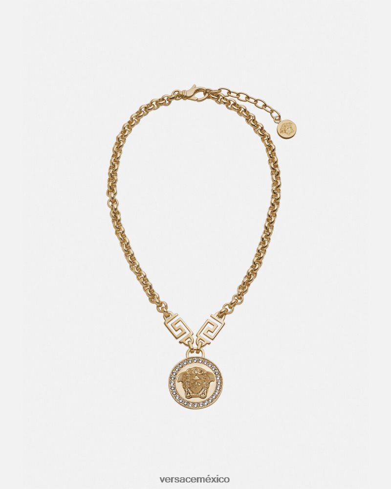 Versace collar con greca y medusa de cristal oro accesorios mujer 84626J741