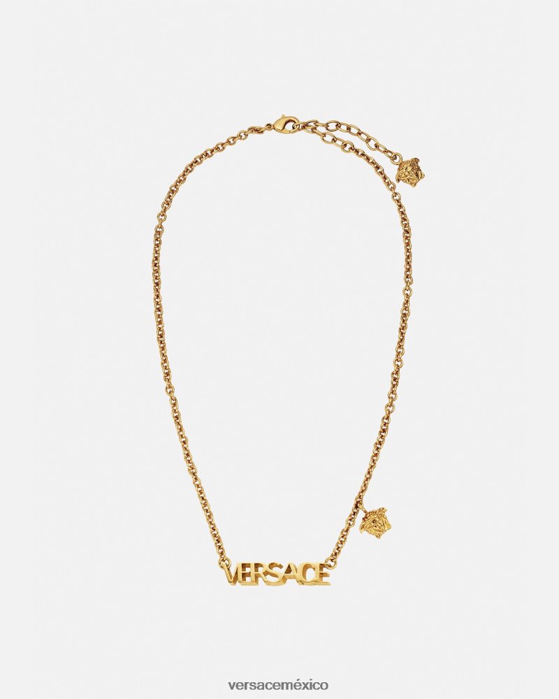 Versace collar con logotipo oro accesorios mujer 84626J801