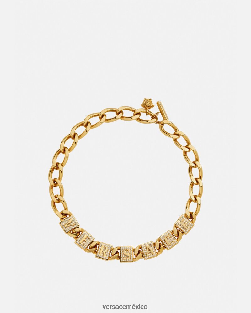 Versace collar de azulejos de cristal oro accesorios mujer 84626J807