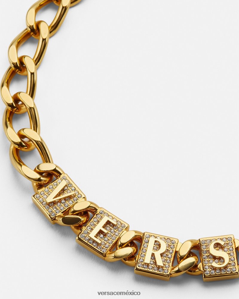 Versace collar de azulejos de cristal oro accesorios mujer 84626J807