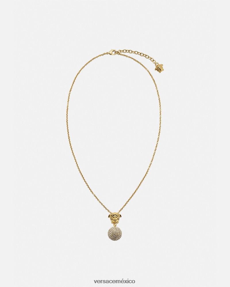 Versace collar de bolas de cristal de medusa oro accesorios mujer 84626J771
