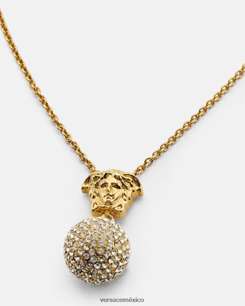 Versace collar de bolas de cristal de medusa oro accesorios mujer 84626J771