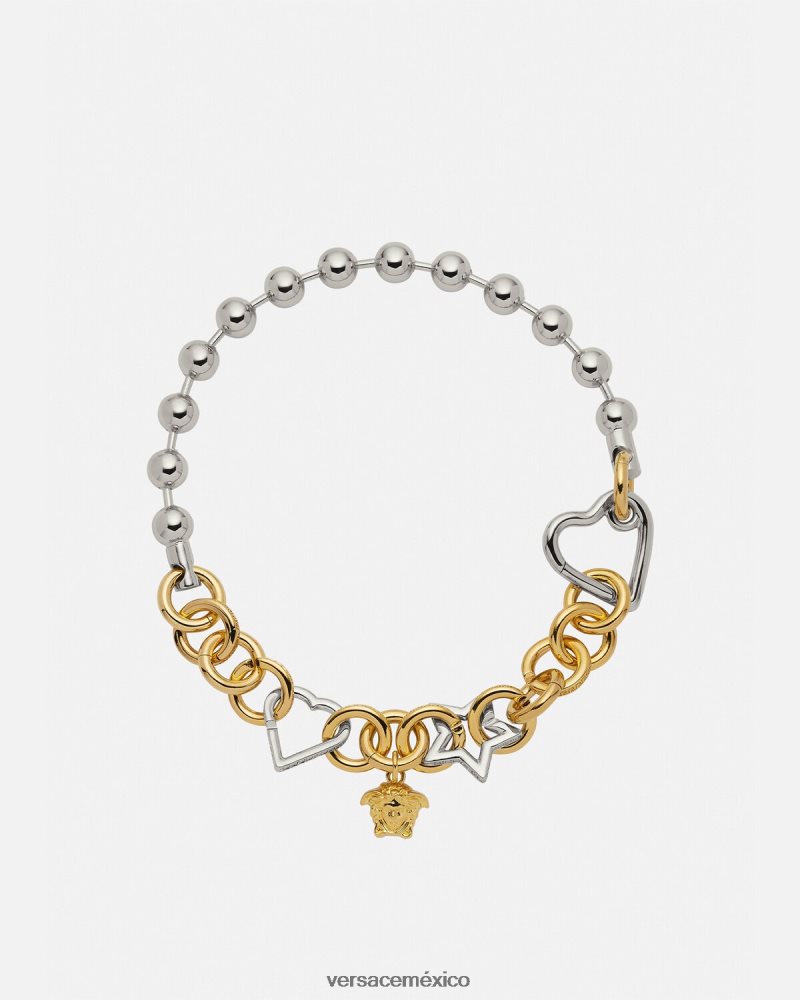 Versace collar de cadena original oro plateado accesorios mujer 84626J829