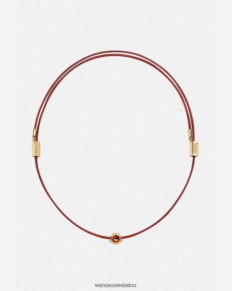 Versace collar de cordón con medusa de cristal oro rojo accesorios mujer 84626J843
