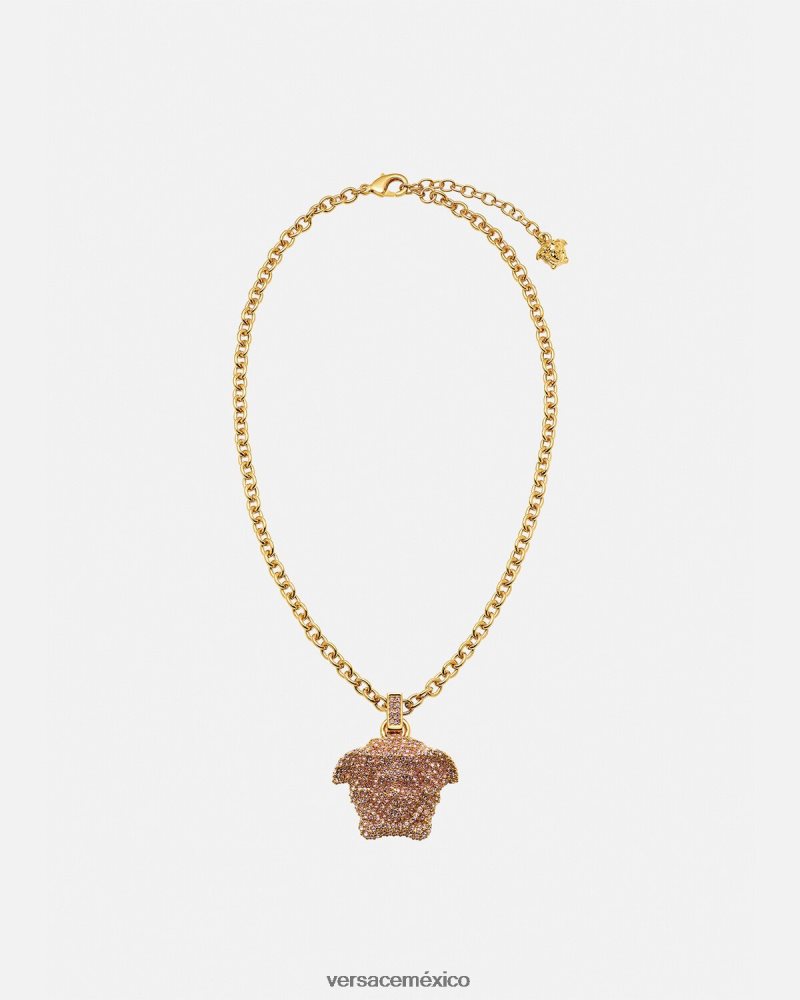 Versace collar de cristal de medusa oro rosado accesorios mujer 84626J725