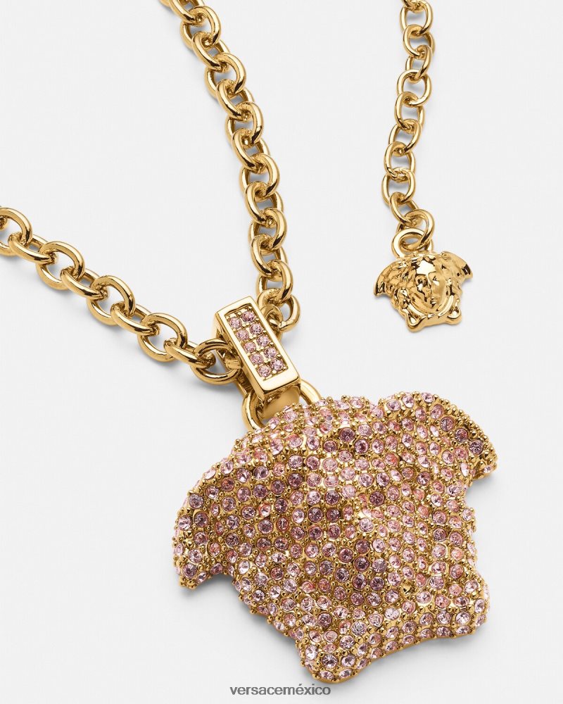 Versace collar de cristal de medusa oro rosado accesorios mujer 84626J725