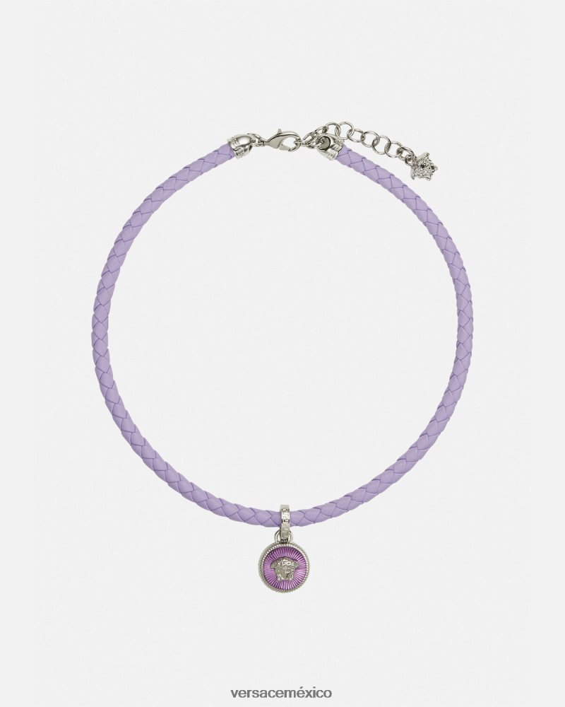 Versace collar de cuero con medusa biggie azul claro accesorios mujer 84626J728