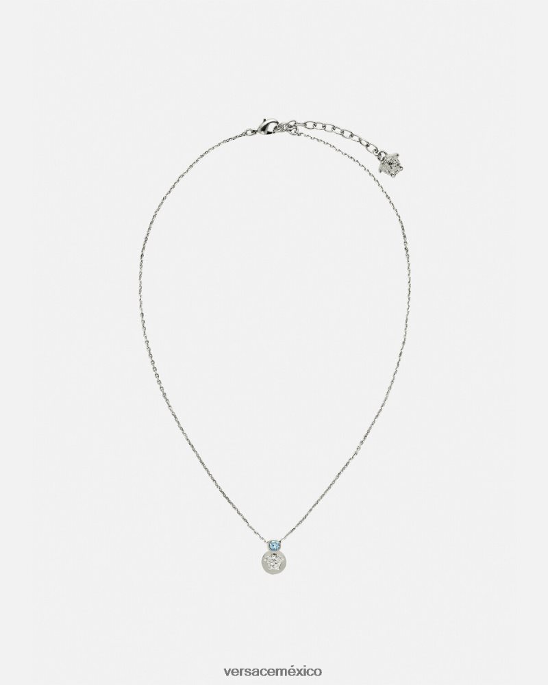 Versace collar de medusa de cristal azul claro y metalizado accesorios mujer 84626J726