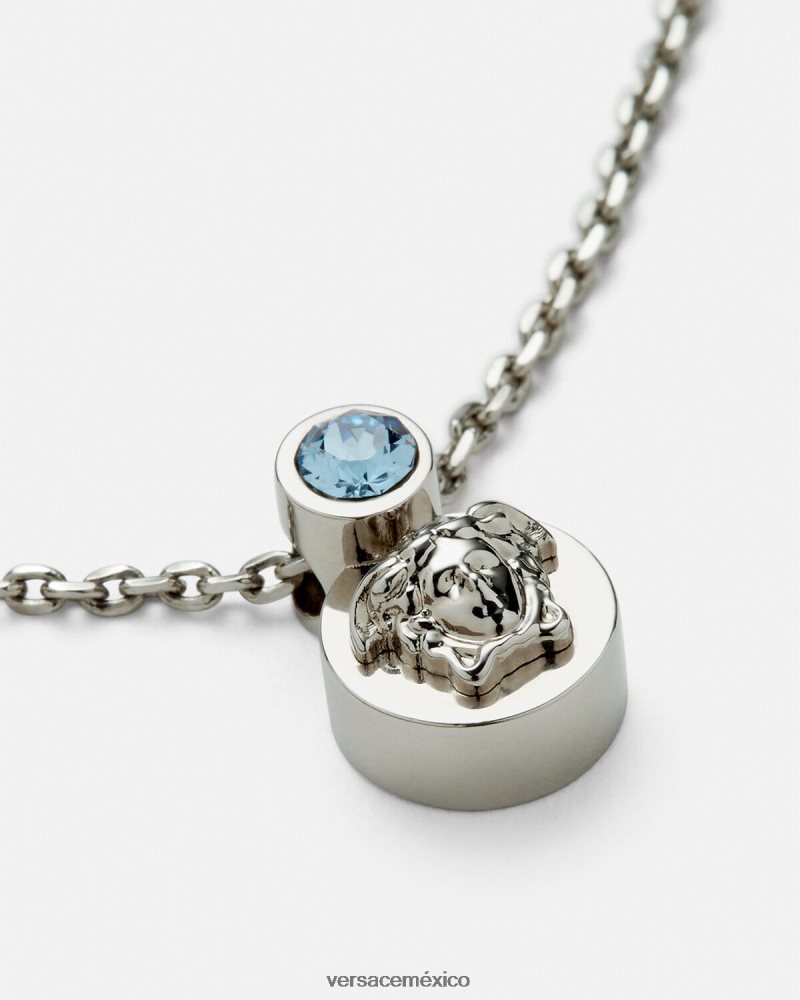 Versace collar de medusa de cristal azul claro y metalizado accesorios mujer 84626J726